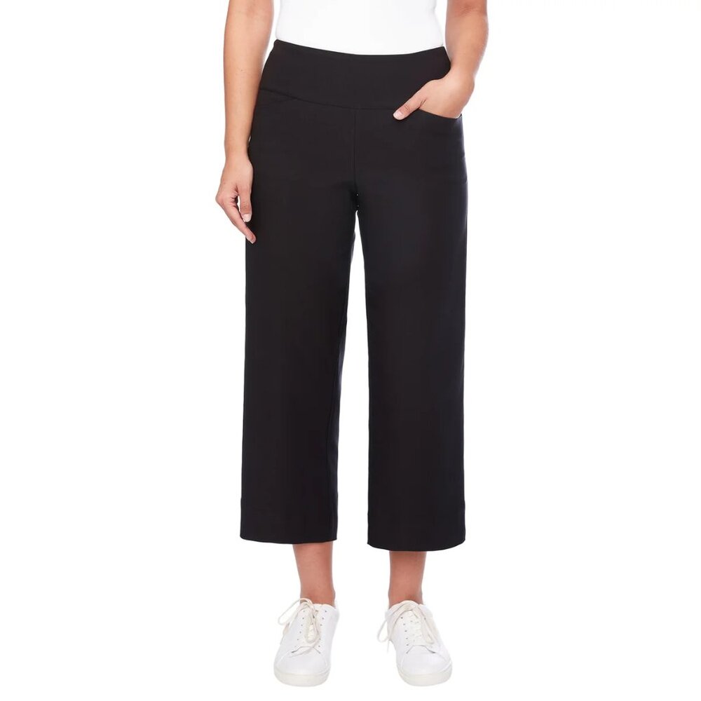 S.C. & CO. Women's Tummy Control Wide Leg Crop Pull-On Pant